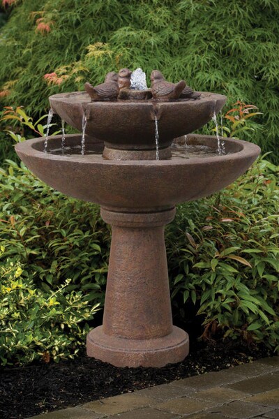 Tranquility Garden Spill Fountain With Birds Cement Easy Set Up